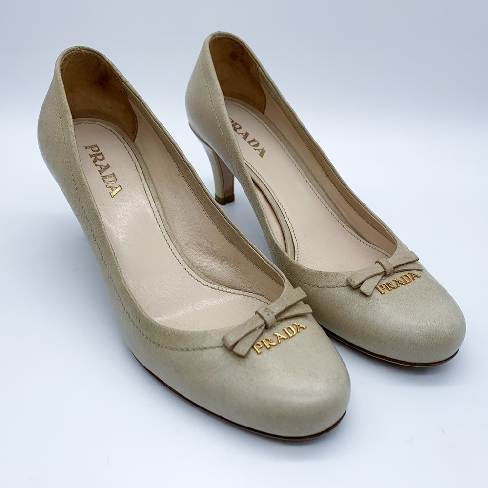Prada Bow Logo Pump Heels